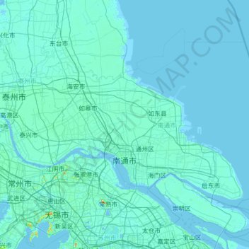 南通市 topographic map, elevation, terrain