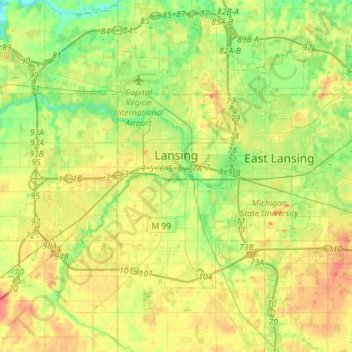 Lansing topographic map, elevation, terrain