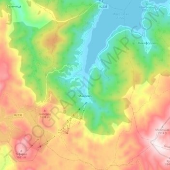 Mavrovo topographic map, elevation, terrain