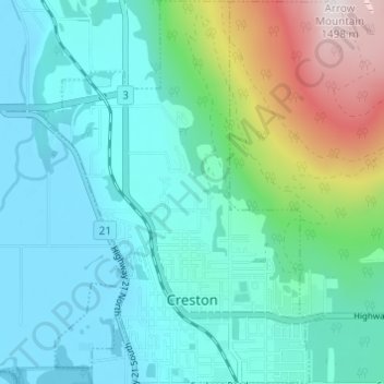 Creston topographic map, elevation, terrain