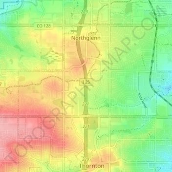 Northglenn topographic map, elevation, terrain