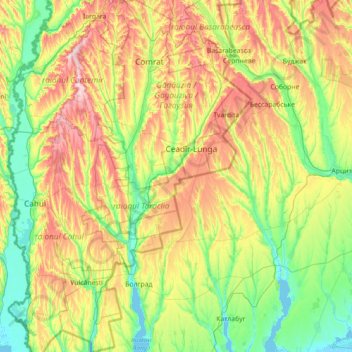 Gagauzia topographic map, elevation, terrain