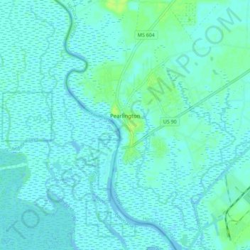 Pearlington topographic map, elevation, terrain