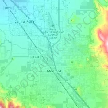 Medford topographic map, elevation, terrain