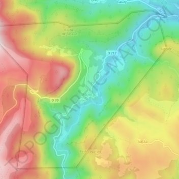 Montjoi topographic map, elevation, terrain