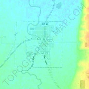 Twin Bridges topographic map, elevation, terrain