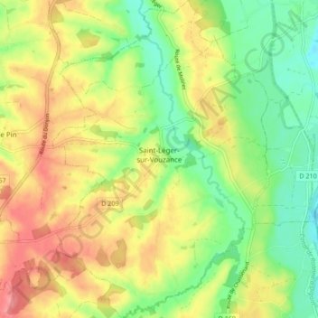 Saint-Léger-sur-Vouzance topographic map, elevation, terrain