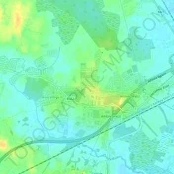 Monksland topographic map, elevation, terrain