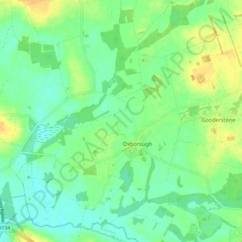 Oxborough topographic map, elevation, terrain