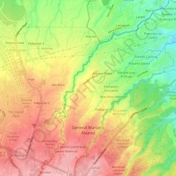 General Mariano Alvarez topographic map, elevation, terrain