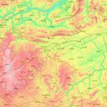Jinsha topographic map, elevation, terrain