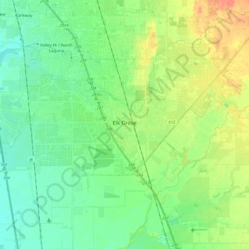 Elk Grove topographic map, elevation, terrain