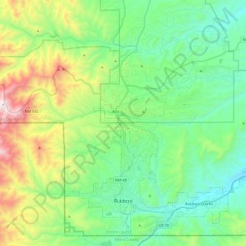 Ruidoso topographic map, elevation, terrain