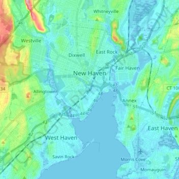New Haven topographic map, elevation, terrain