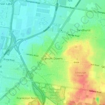 Carrum Downs topographic map, elevation, terrain