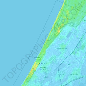 Noordwijk topographic map, elevation, terrain
