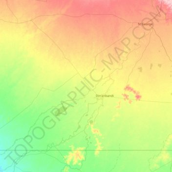 Dirranbandi topographic map, elevation, terrain