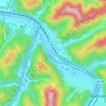 Danville topographic map, elevation, terrain