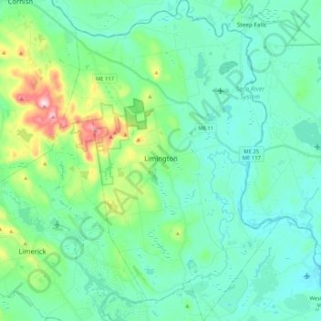 Limington topographic map, elevation, terrain