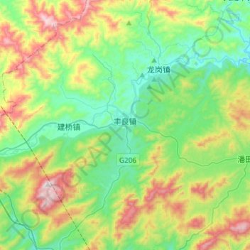 丰良镇 topographic map, elevation, terrain