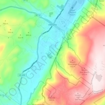 Village of Ellenville topographic map, elevation, terrain