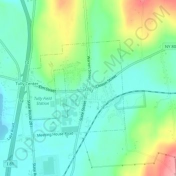 Village of Tully topographic map, elevation, terrain