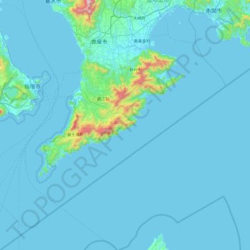 肝属郡 topographic map, elevation, terrain