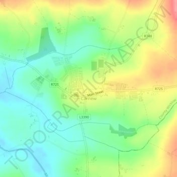 Carnew topographic map, elevation, terrain