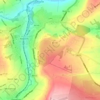 Brow Moor topographic map, elevation, terrain