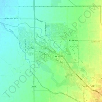 Minden topographic map, elevation, terrain
