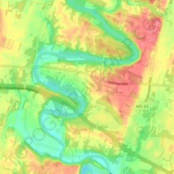 Wilson-Conococheague topographic map, elevation, terrain