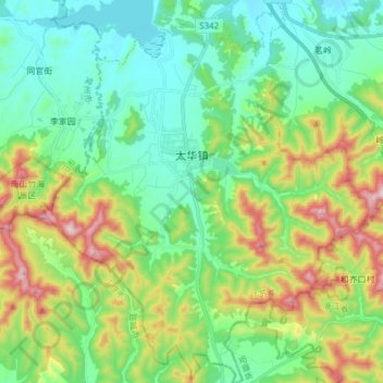 太华镇 topographic map, elevation, terrain