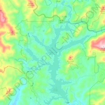 Lake Burton topographic map, elevation, terrain