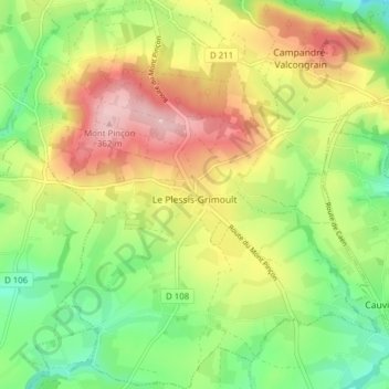 Le Plessis-Grimoult topographic map, elevation, terrain