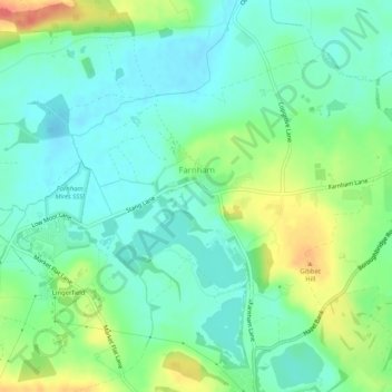 Farnham topographic map, elevation, terrain