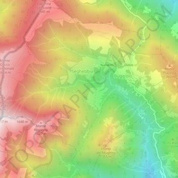 Val Rezzo topographic map, elevation, terrain