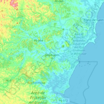 Sirinhaém topographic map, elevation, terrain