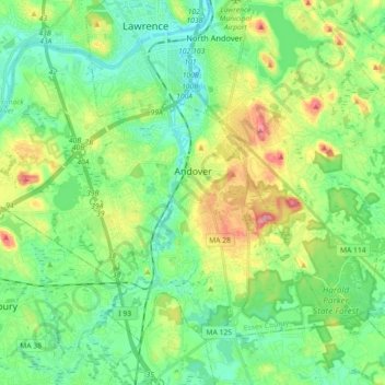 Andover topographic map, elevation, terrain