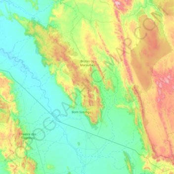 Brotas de Macaúbas topographic map, elevation, terrain