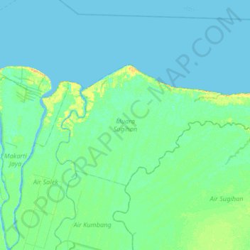 Muara Sugihan topographic map, elevation, terrain