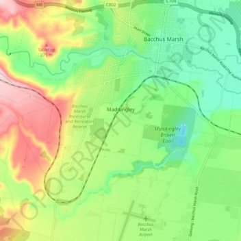 Maddingley topographic map, elevation, terrain