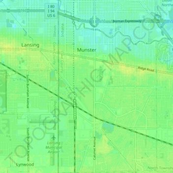 Munster topographic map, elevation, terrain
