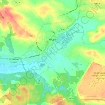 Yavoriv topographic map, elevation, terrain