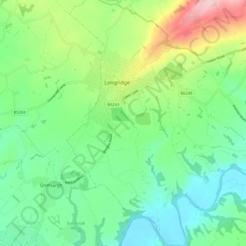 Longridge topographic map, elevation, terrain