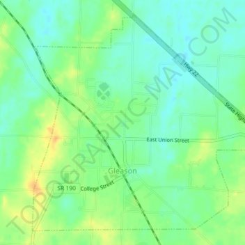 Gleason topographic map, elevation, terrain