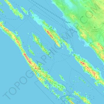 Zadar County topographic map, elevation, terrain