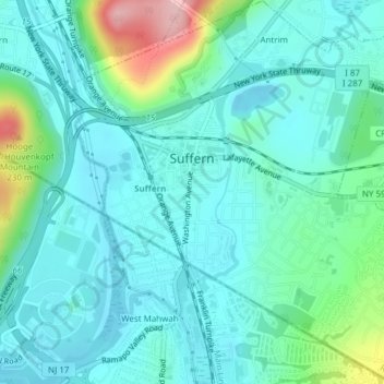 Village of Suffern topographic map, elevation, terrain