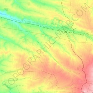 Polohivska urban hromada topographic map, elevation, terrain
