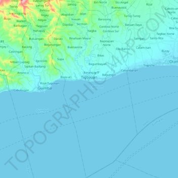 Tigbauan topographic map, elevation, terrain