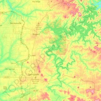 Beaver Lake topographic map, elevation, terrain